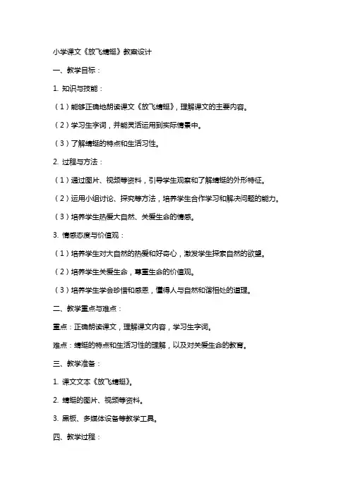 小学课文放飞蜻蜓教案设计