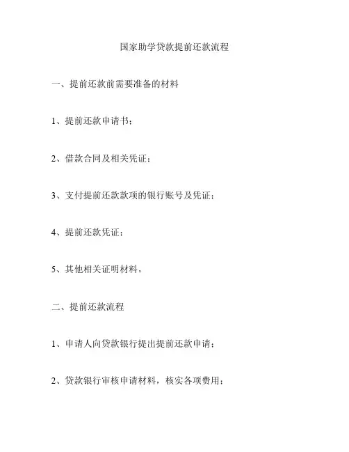 国家助学贷款提前还款流程