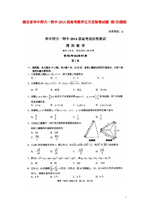 湖北省华中师大一附中高考数学五月压轴卷试题 理(扫描