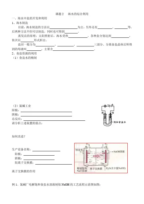 课题2   海水的综合利用