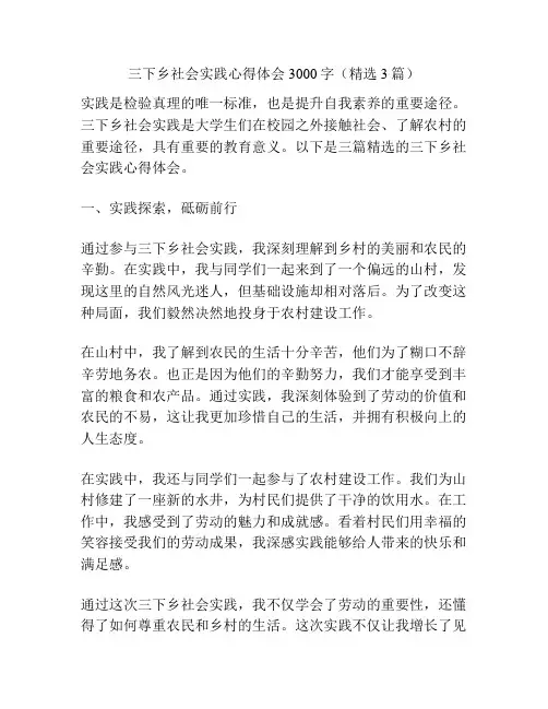 三下乡社会实践心得体会3000字(精选3篇)