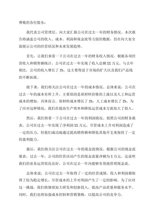 年度财务情况说明