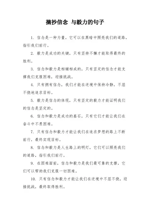 摘抄信念 与毅力的句子