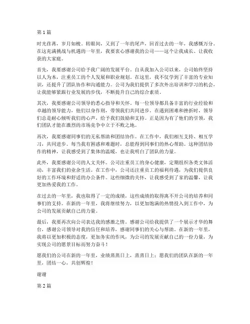 年度总结感恩公司范文(3篇)