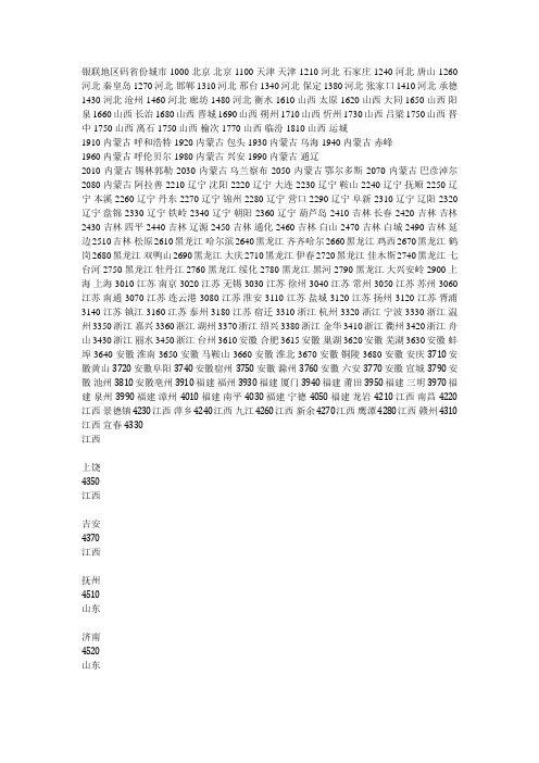 pos商户地区代码