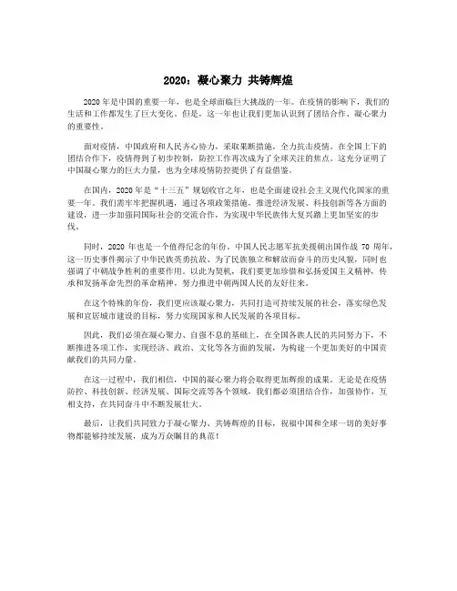 2020：凝心聚力 共铸辉煌