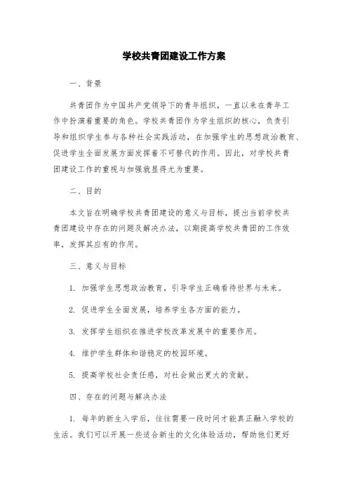 学校共青团建设工作方案