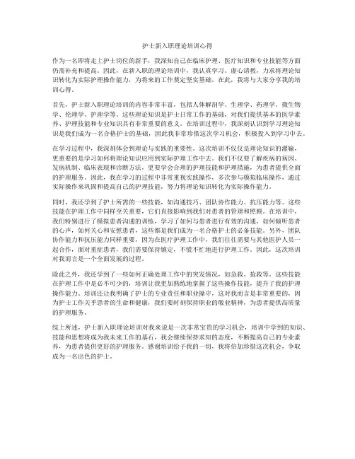 护士新入职理论培训心得