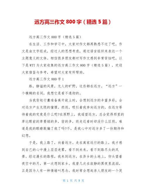 远方高三作文800字(精选5篇)