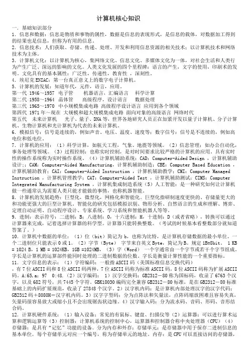 计算机文化基础知识点