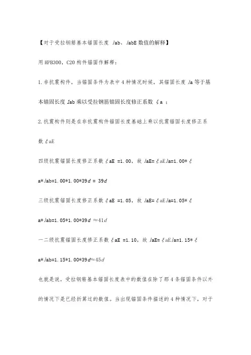 对于受拉钢筋基本锚固长度 lab