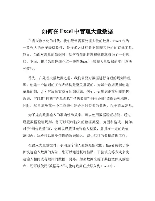 如何在Excel中管理大量数据