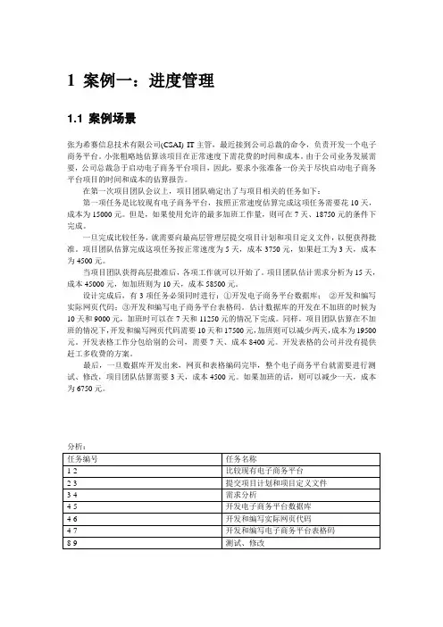 第六章(二)——进度管理案例分析