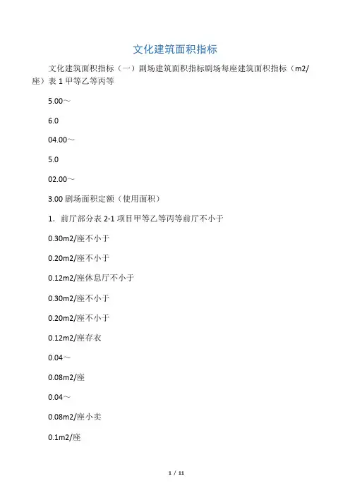 文化建筑面积指标