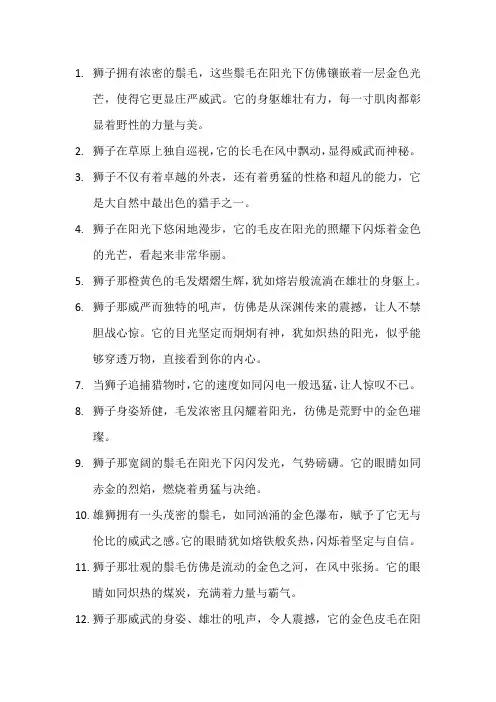 描写狮子的优美句子3