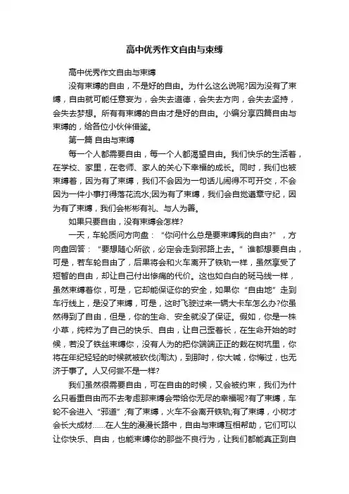 高中优秀作文自由与束缚
