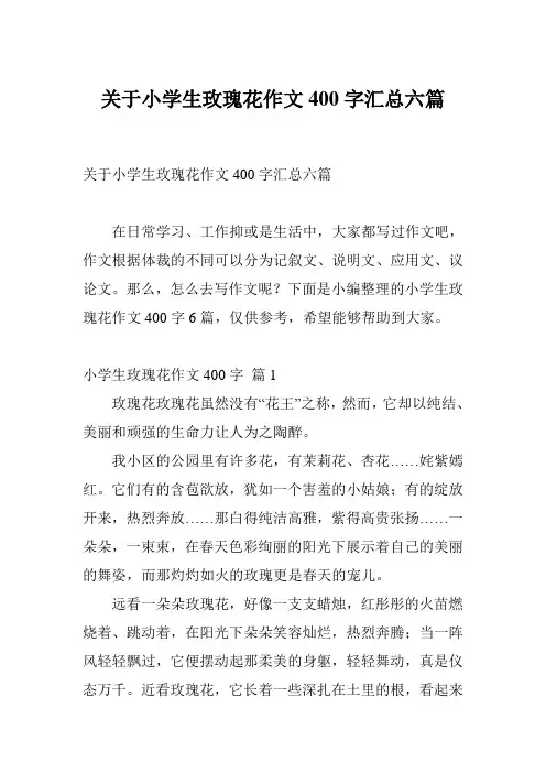 关于小学生玫瑰花作文400字汇总六篇