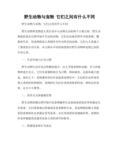 野生动物与宠物  它们之间有什么不同