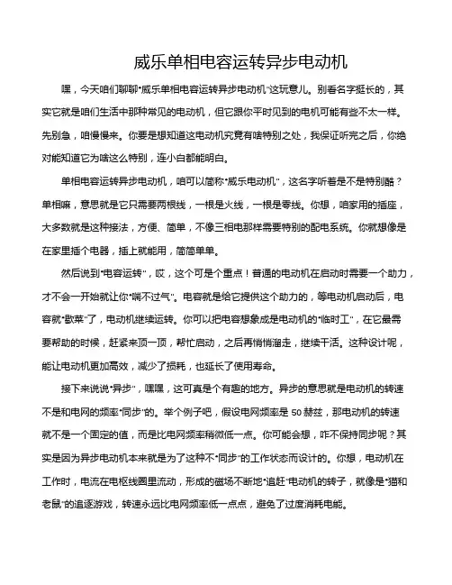 威乐单相电容运转异步电动机