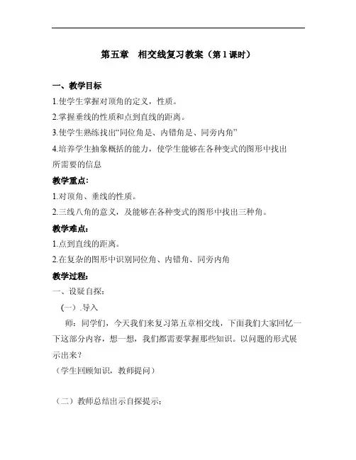 人教版七年级数学下册第五章复习教案