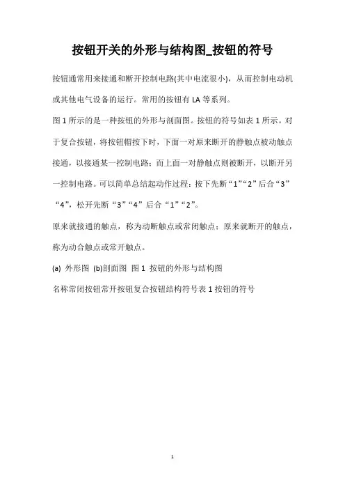 按钮开关的外形与结构图_按钮的符号