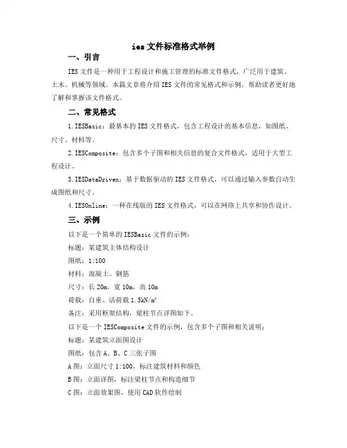 ies 文件标准格式举例