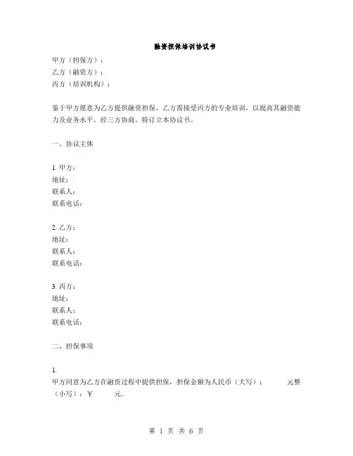 融资担保培训协议书(2篇)