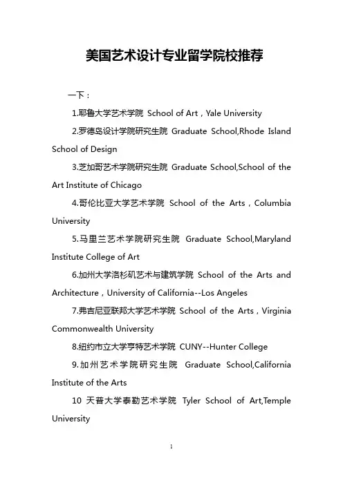 美国艺术设计专业留学院校推荐