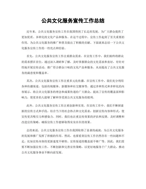 公共文化服务宣传工作总结