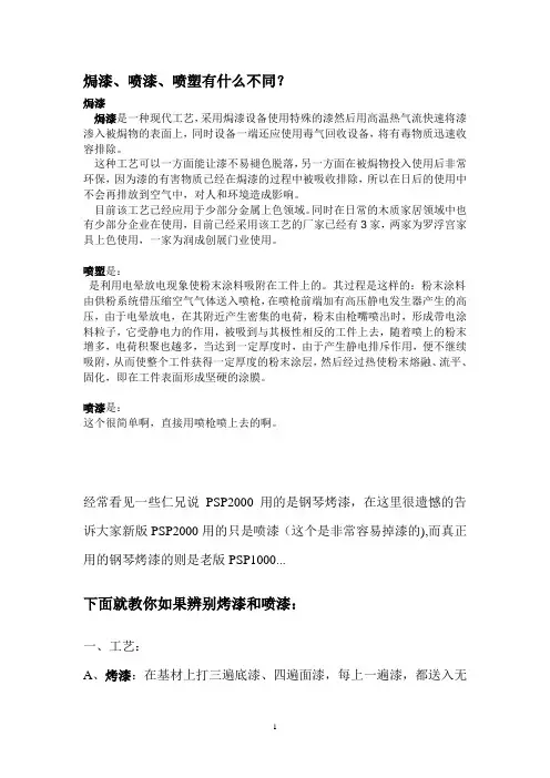 喷漆、喷塑及烤漆的区别