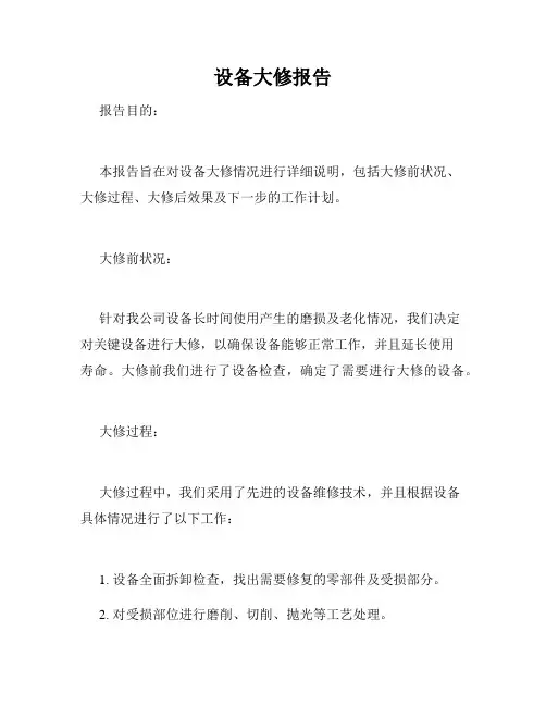 设备大修报告