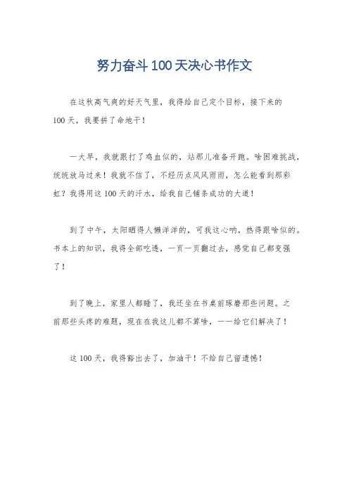 努力奋斗100天决心书作文