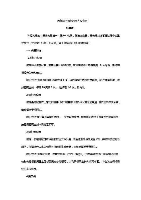 怎样防治枸杞的病害和虫害