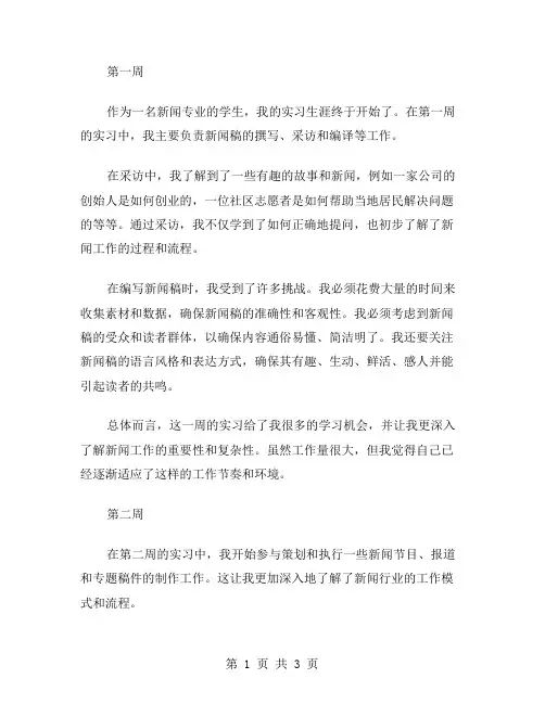 新闻专业的个人实习周记范文