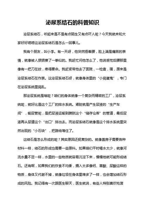 泌尿系结石的科普知识