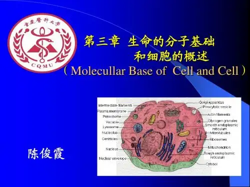 【重庆医科大学】细胞生物学---第三章-细胞的分子基础和细胞的概述