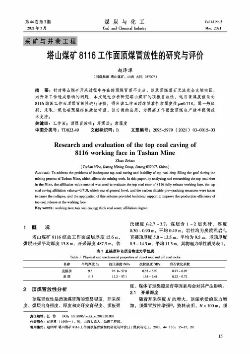 塔山煤矿8116工作面顶煤冒放性的研究与评价