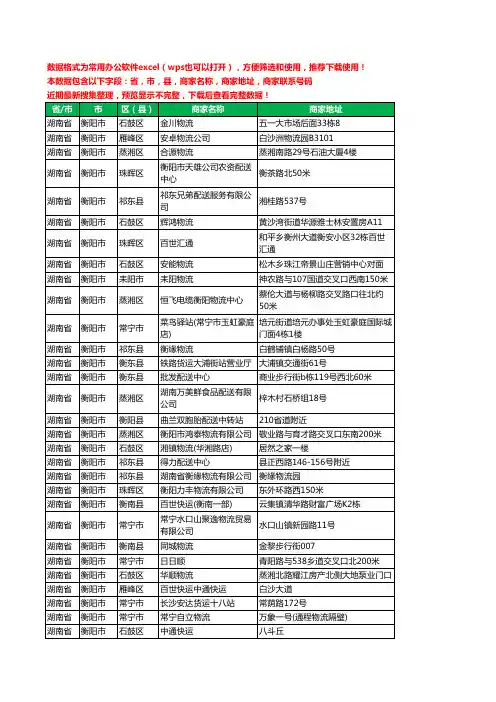2020新版湖南省衡阳市物流工商企业公司商家名录名单黄页联系电话号码地址大全357家