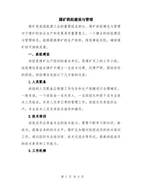 煤矿班组建设与管理