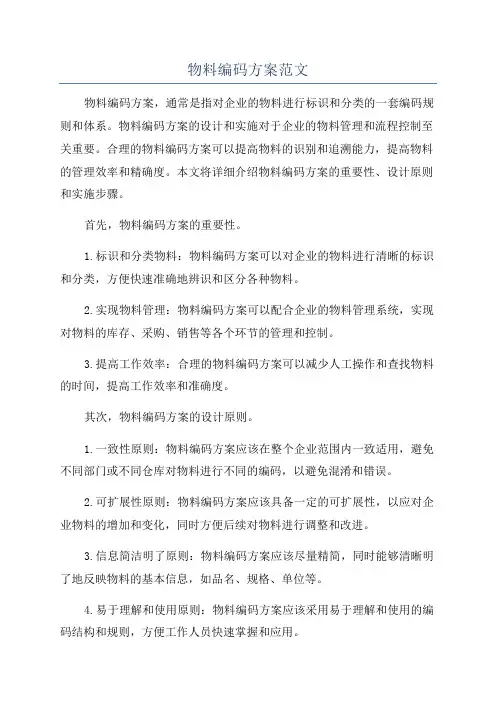 物料编码方案范文
