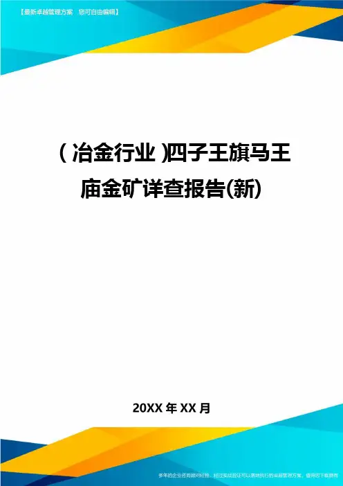 (冶金行业)四子王旗马王庙金矿详查报告(新)