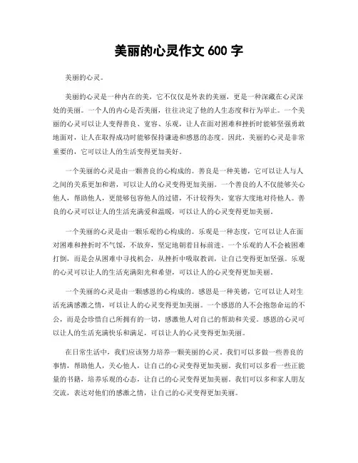 美丽的心灵作文600字