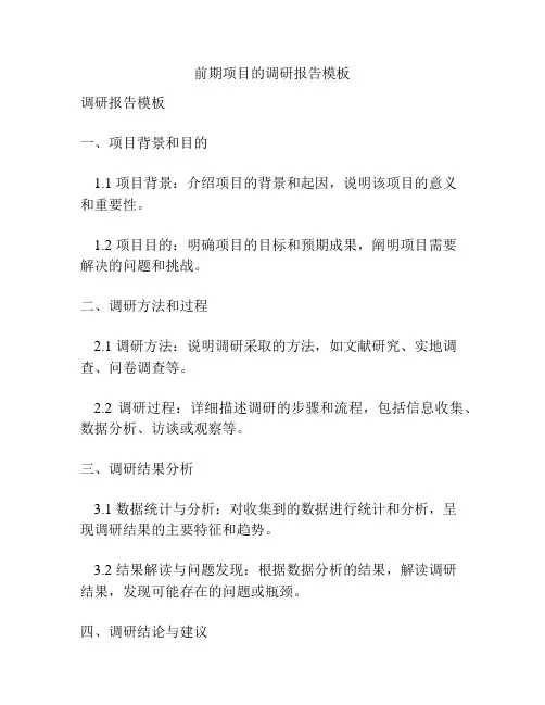 前期项目的调研报告模板