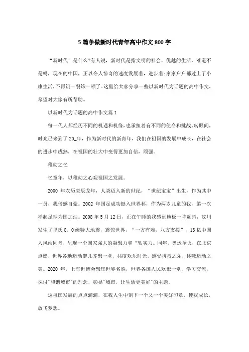 5篇争做新时代青年高中作文800字