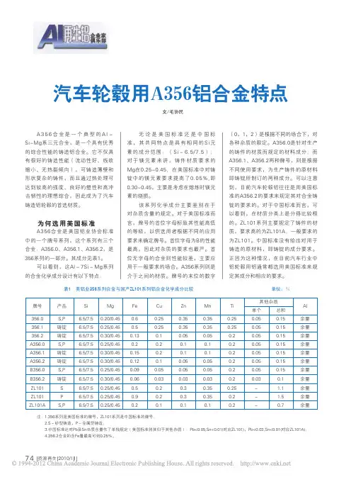 汽车轮毂用A356铝合金特点_毛协民