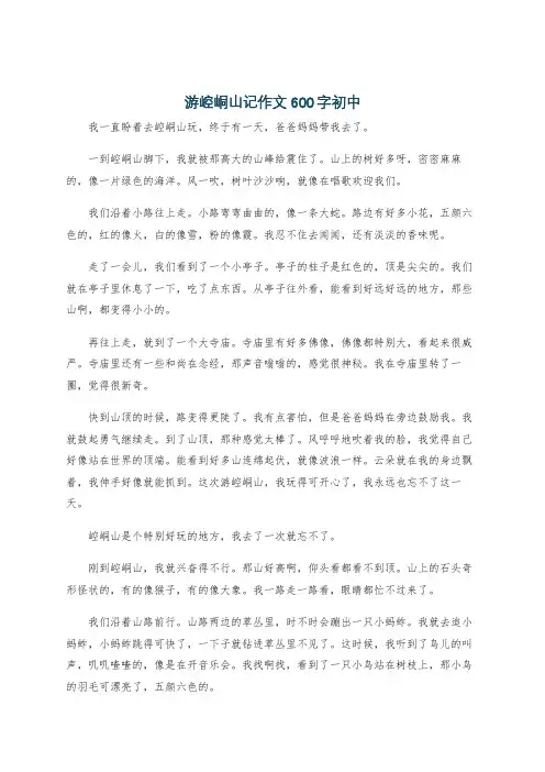 游崆峒山记作文600字初中