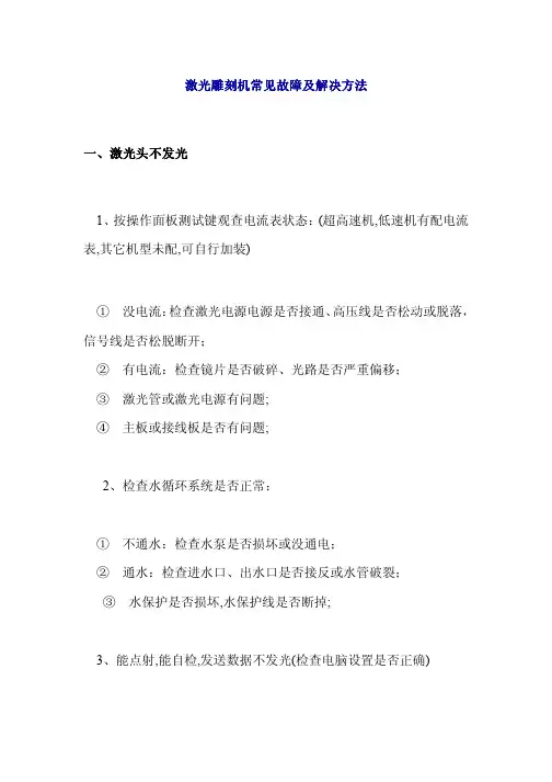 激光雕刻机常见故障及解决方法