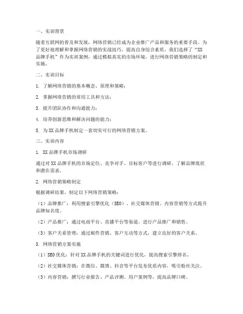 网络营销案例实训报告