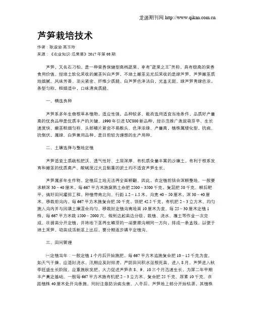 芦笋栽培技术