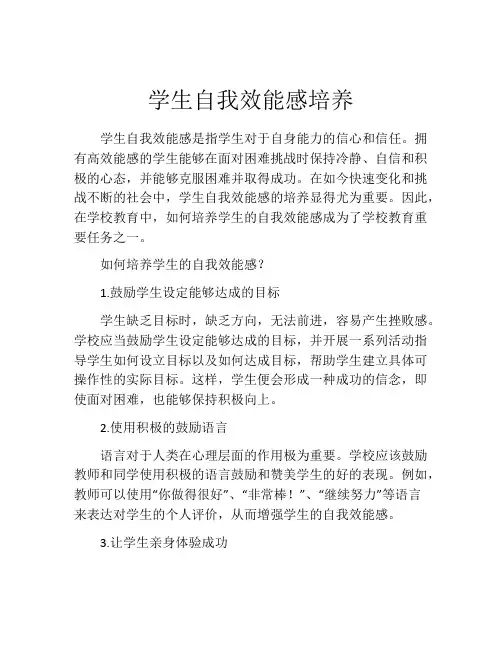 学生自我效能感培养